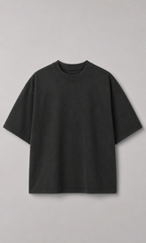 Oversized Washed Black Tee - front view on model