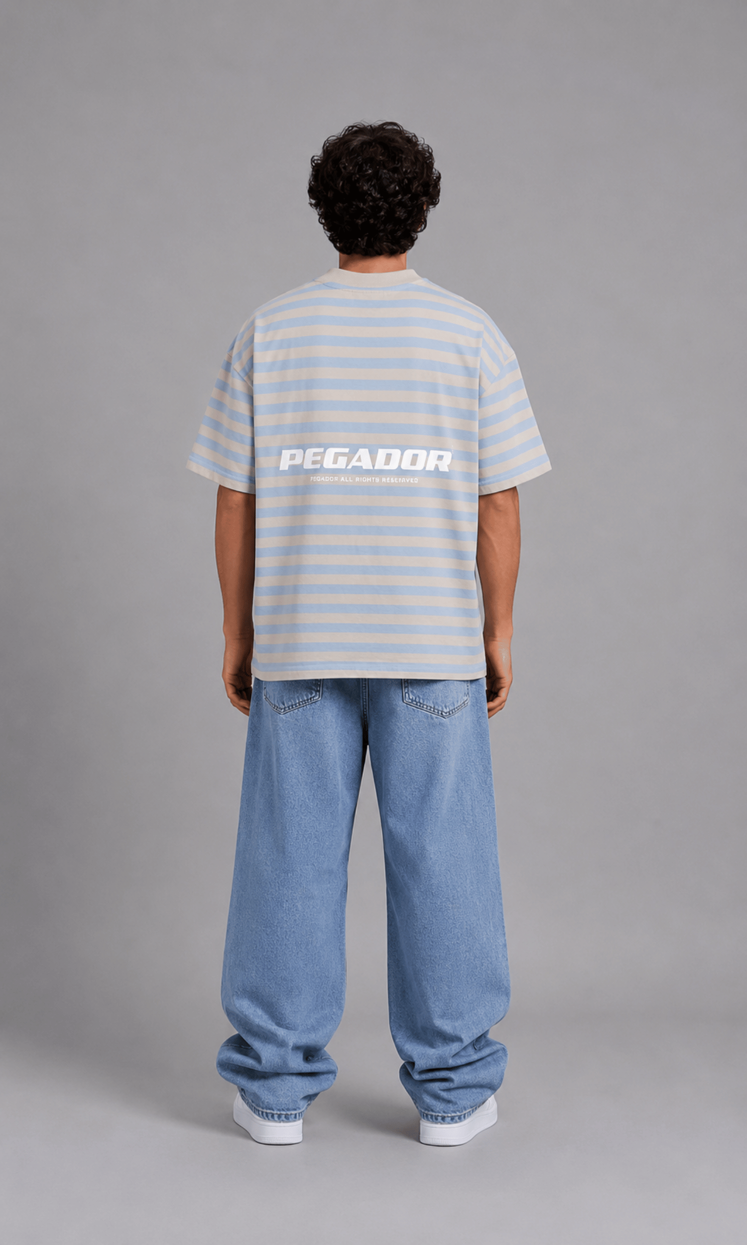 Pegador Striped Oversized T-Shirt - Full front on model