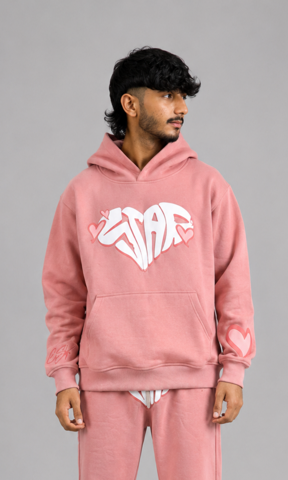 Pink Graphic Oversized Hoodie