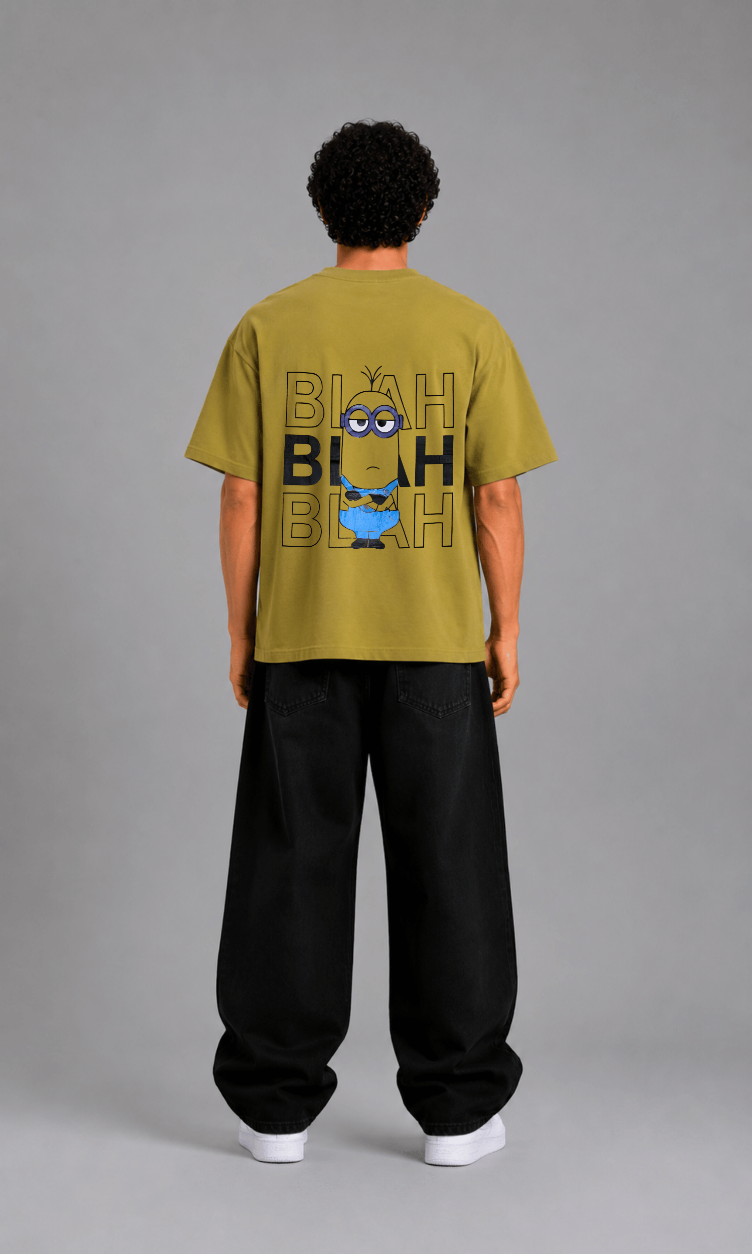 Minion Blah Blah Oversized Tee - flat lay back