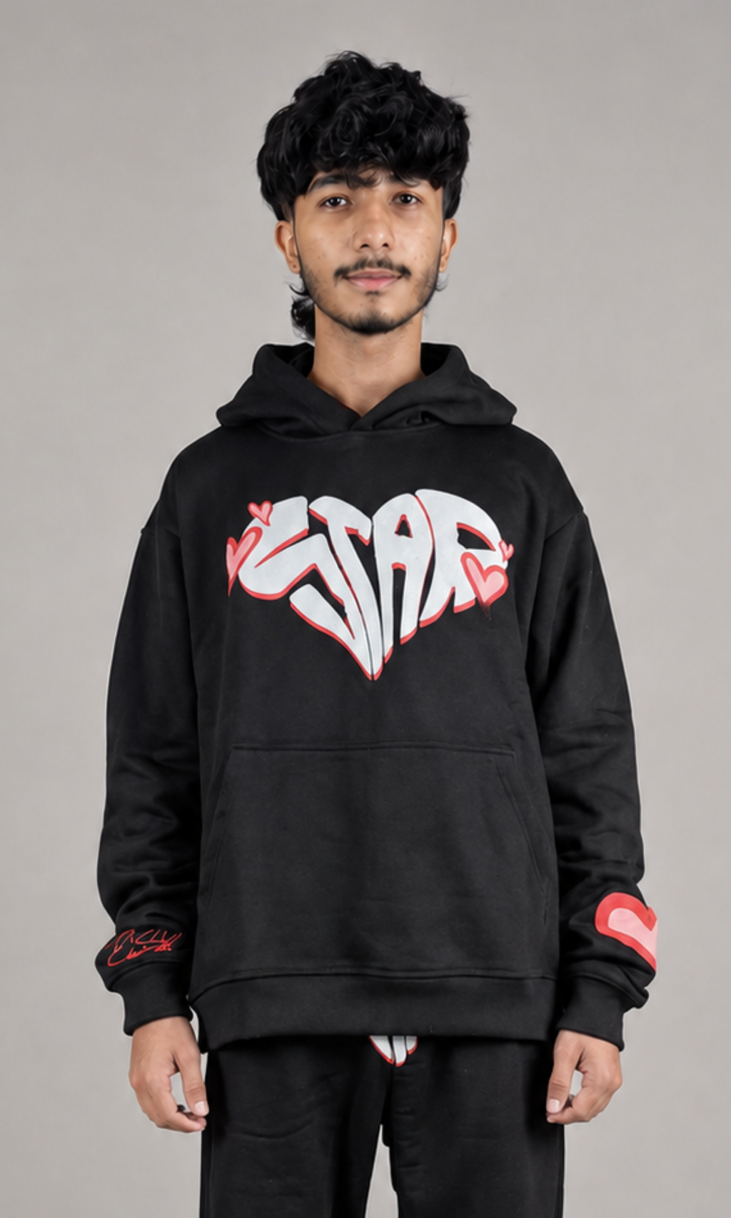 Black Graphic Oversized Hoodie