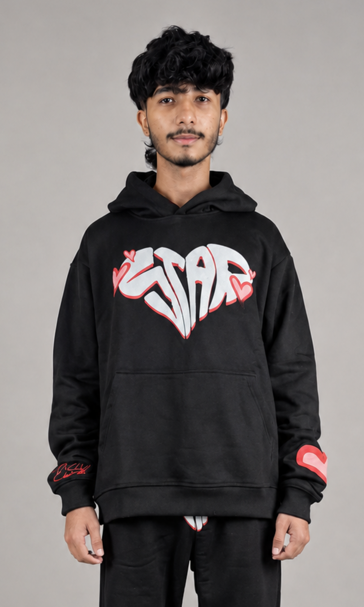 Black Graphic Oversized Hoodie