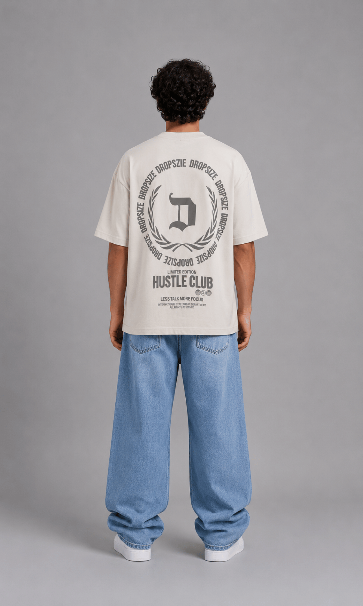 Dropsize Hustle Club Tee - Back view flat lay