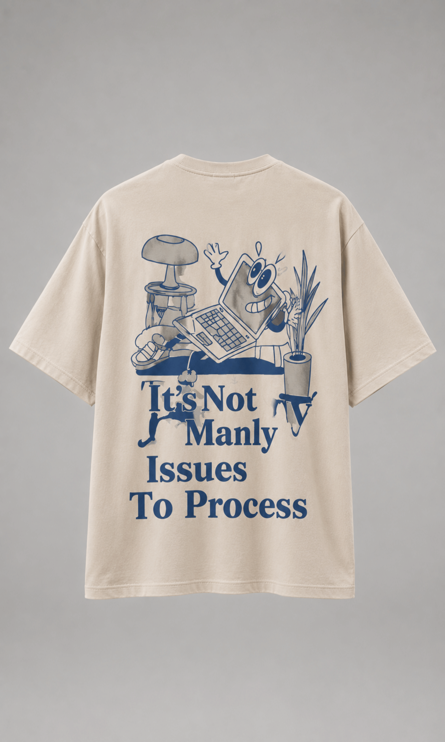 Model wearing It's Not Manly Issues To Process tee - back view