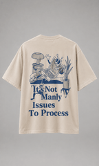 Model wearing It's Not Manly Issues To Process tee - back view