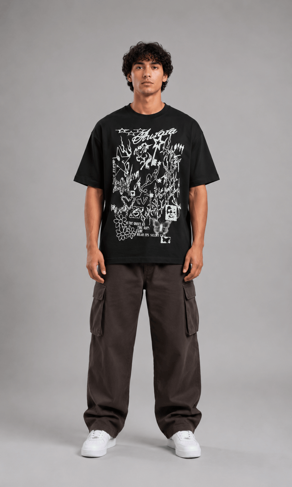 Aurora Graphic Oversized Tee - Flat lay front view