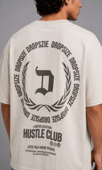 Dropsize Hustle Club Tee - Back view on model with jeans