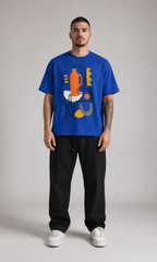 Blue Globe Graphic Tee - back on model close up