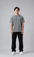 Acid wash grey oversized t-shirt flat lay back view