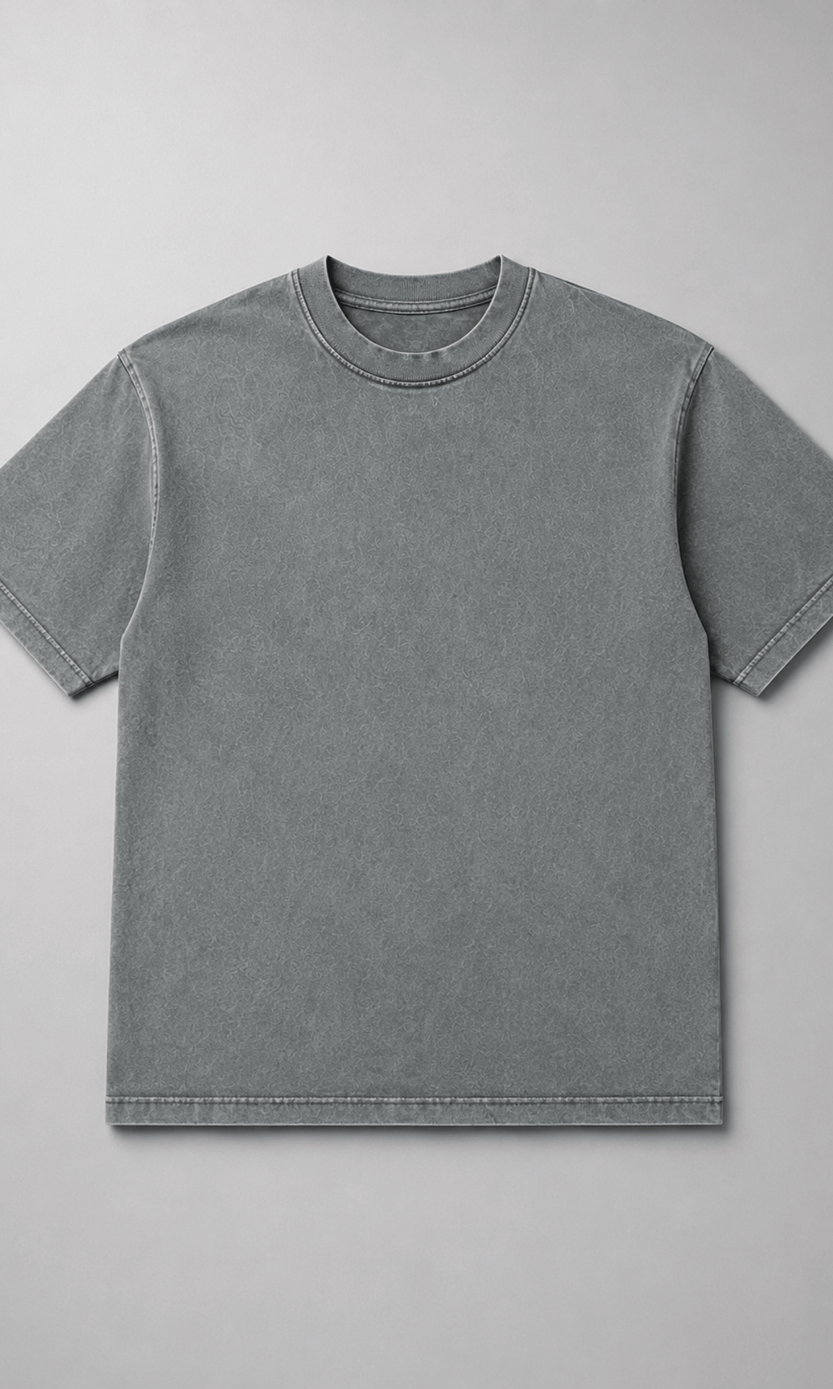 Male model wearing acid wash grey oversized t-shirt full body back