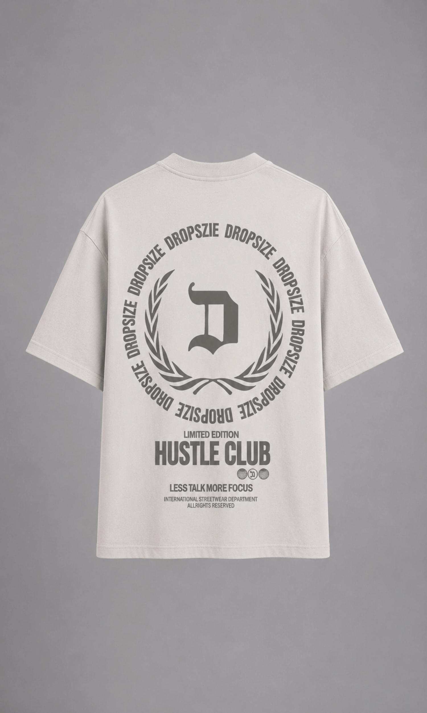 Dropsize Hustle Club Tee - Front view flat lay