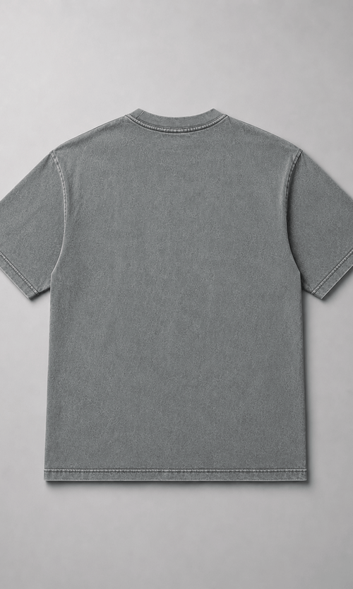 Acid wash grey oversized t-shirt flat lay front view
