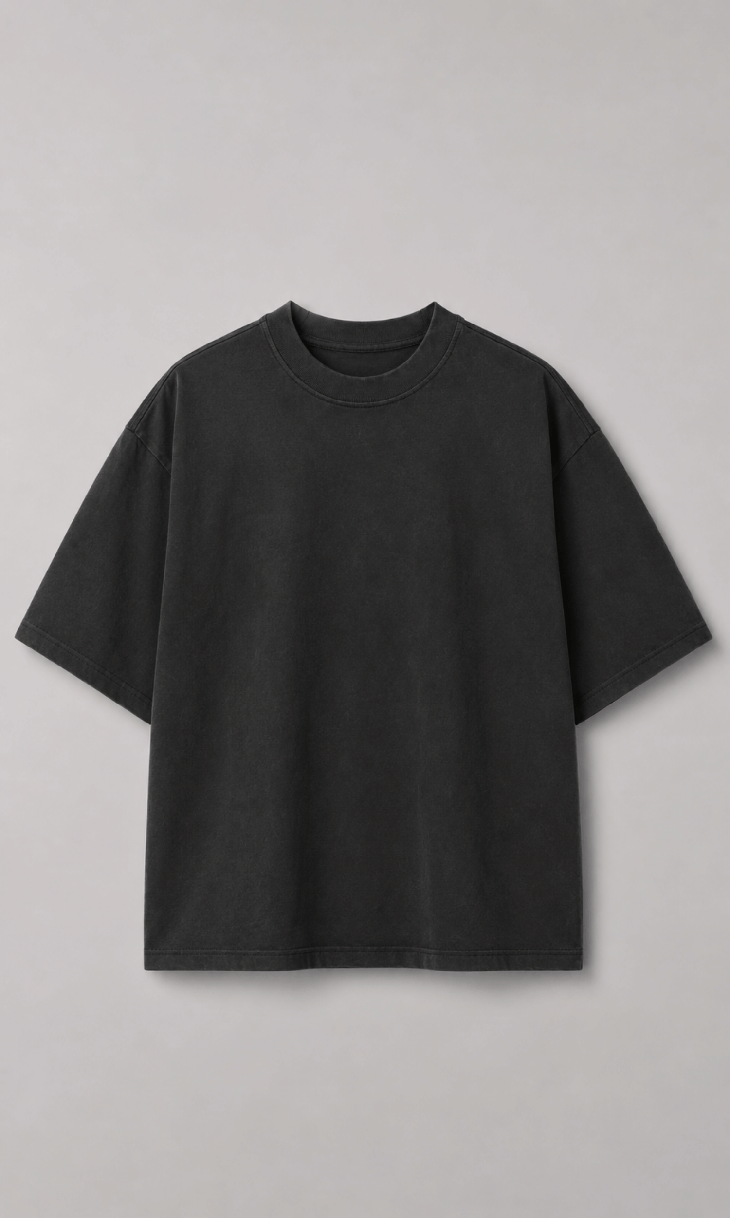 Oversized Washed Black Tee - front view on model