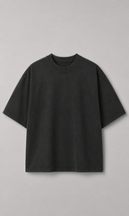 Oversized Washed Black Tee - front view on model