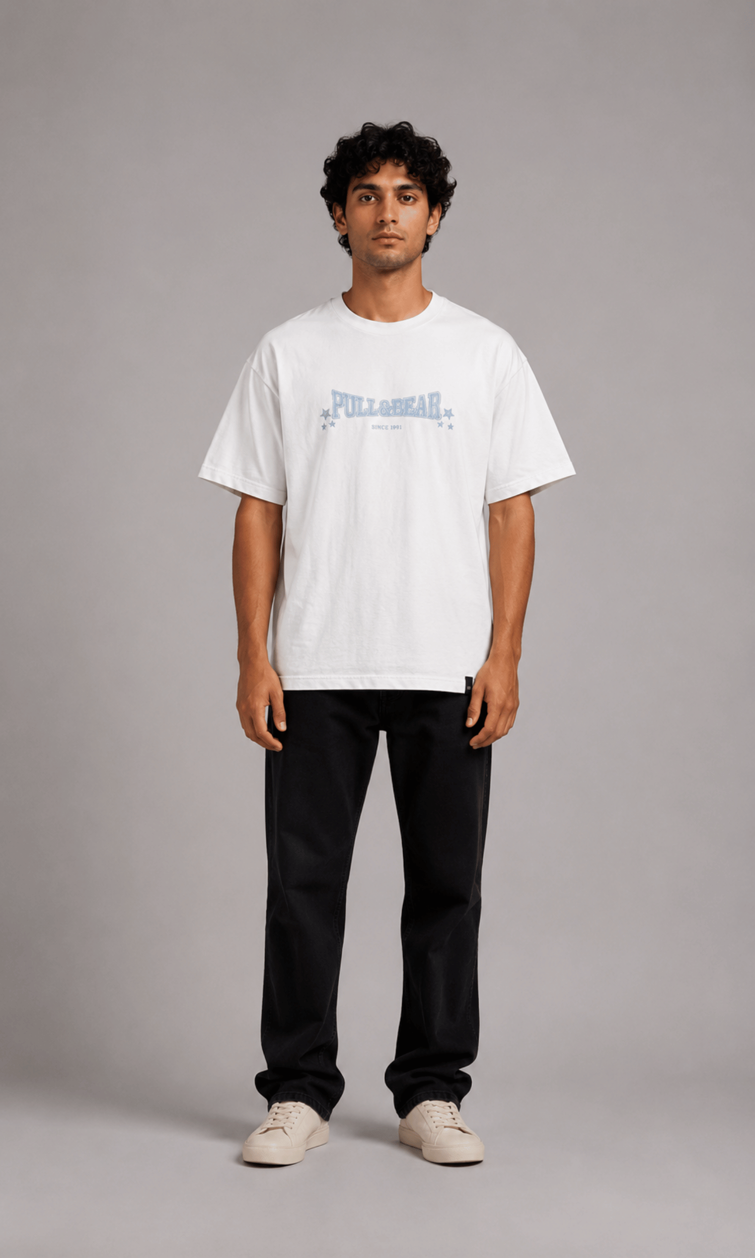 Close-up of 1991 graphic print on back of tee