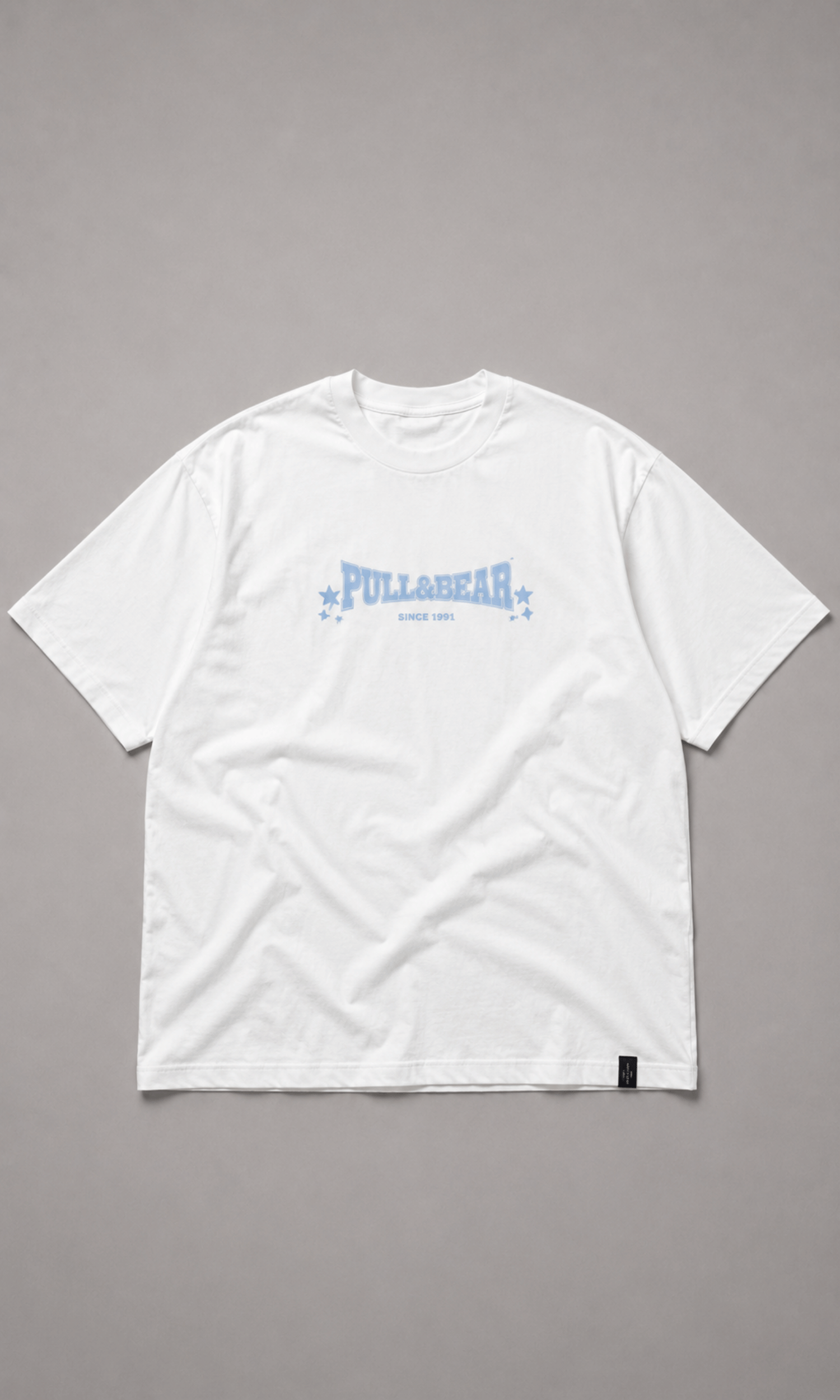 Front view of Pull&Bear 1991 Oversized Graphic Tee flat lay