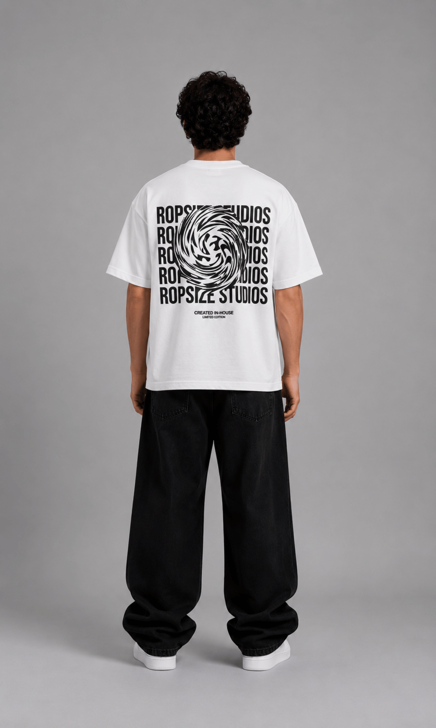 Ropsize Studios Oversized Tee – front on model full body