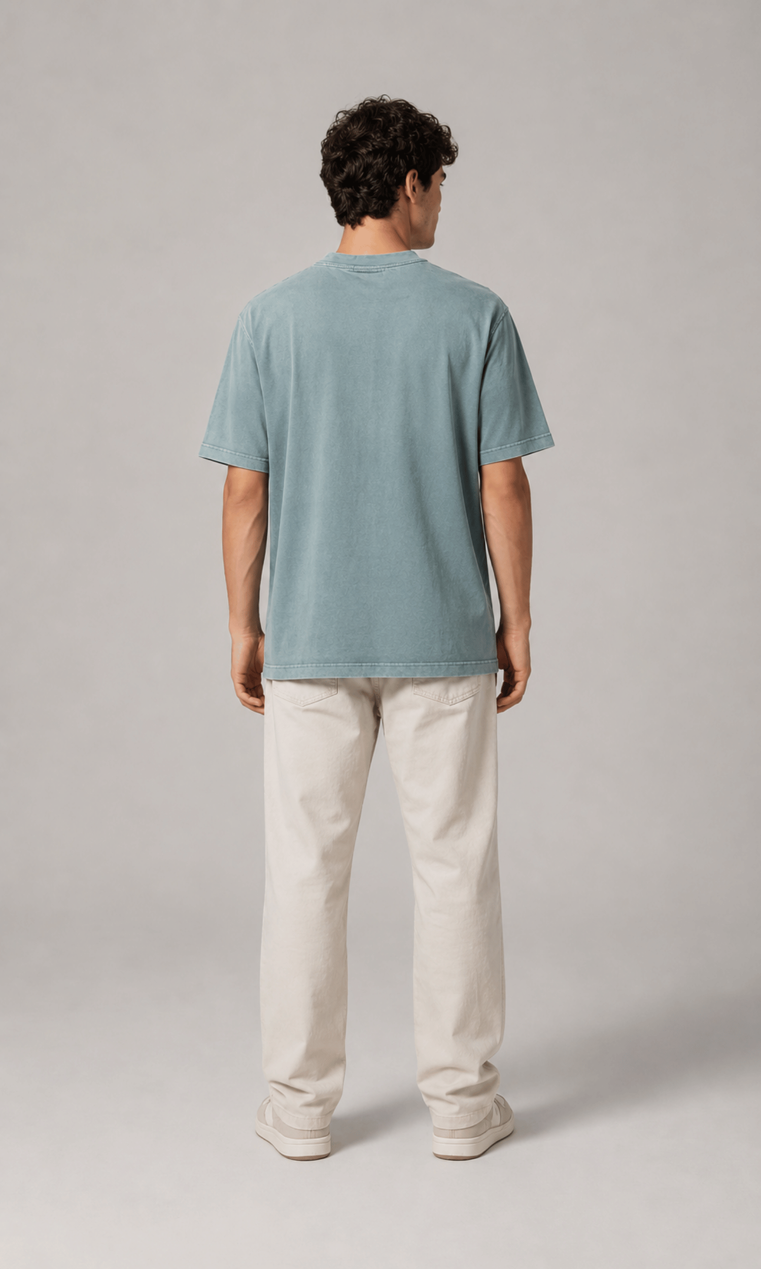 Oversized Washed Tee Sage Blue – Flat lay front