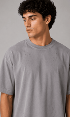 Product Description Grey Distressed Oversized T-Shirt